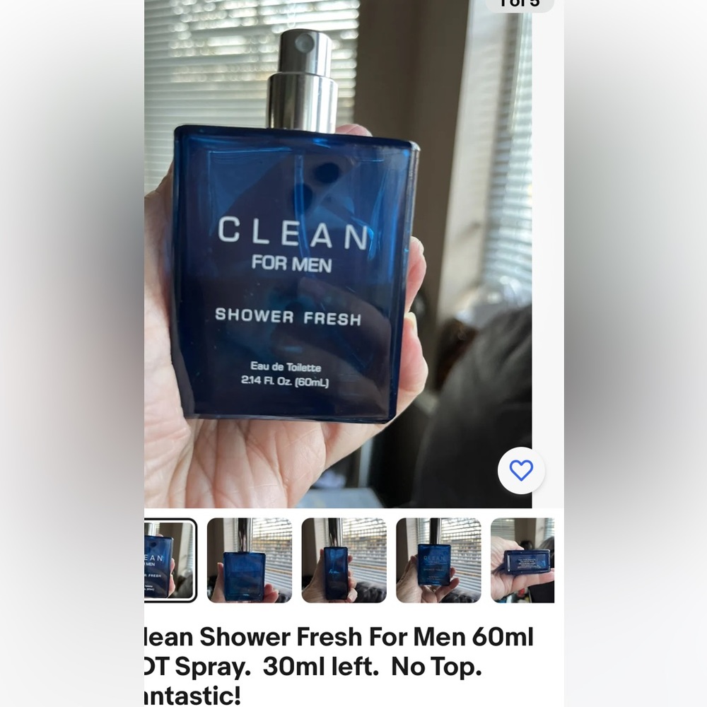 Clean For Men -  Clean Shower Fresh 60ml EDT Spray.  30ml left!  Rare & Disc.